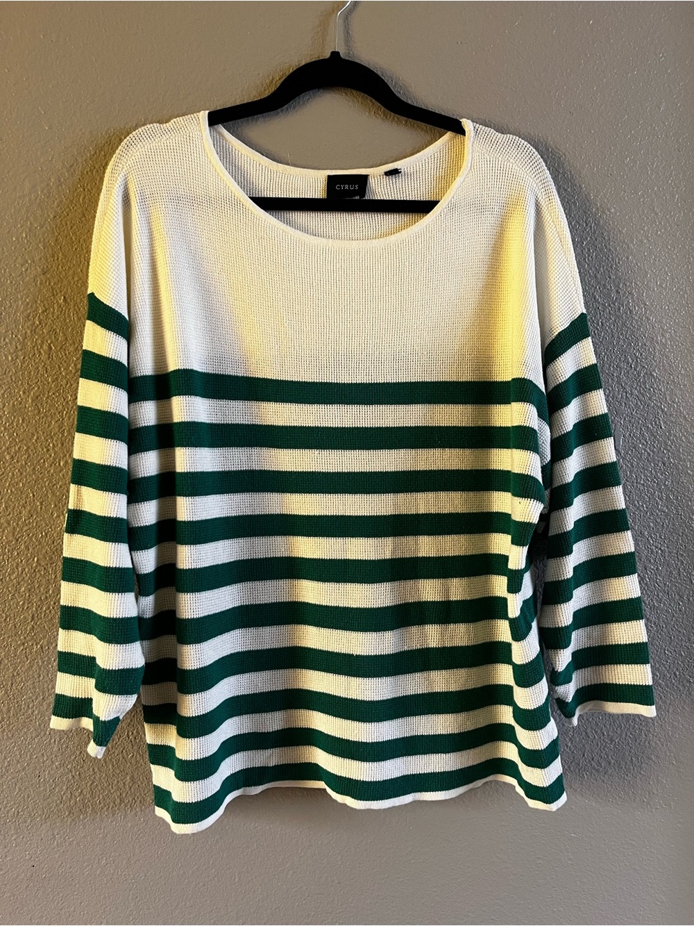 Cyrus Cream and Teal Stripe Knit Top